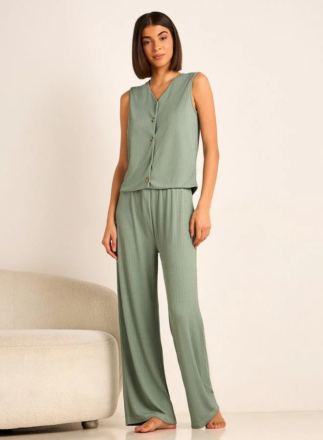 Splash FAV Coord Set with Waist Coat & Wide Leg Pants